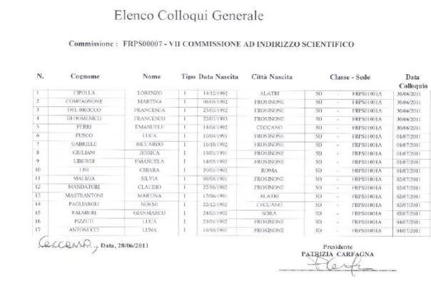convocazione colloqui V D