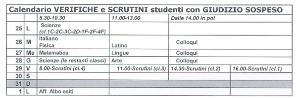 calendario verifiche